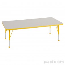 ECR4Kids 30in x 60in Rectangle Everyday T-Mold Adjustable Activity Table Maple/Maple/Yellow - Chunky Leg